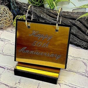 Vintage ‘HAPPY 50th ANNIVERSARY’ Golden Brass-Plated Photo Album Memoir Gift